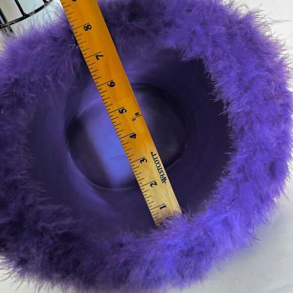 Furry Purple Bucket Hat Fluffy Faux Fur Halloween Costume Feather Fur - Picture 5 of 6